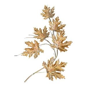 Vtg MCM Wall Art Gold Copper Tone Metal Maple Leaf Sculptural Branch Decor